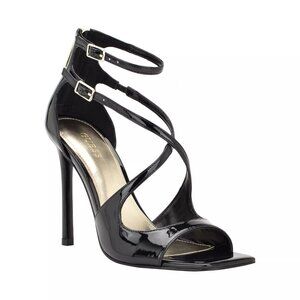 89$ GUESS Sella Open Toe Cross Strap Single Sole Heels Size 10 US Black